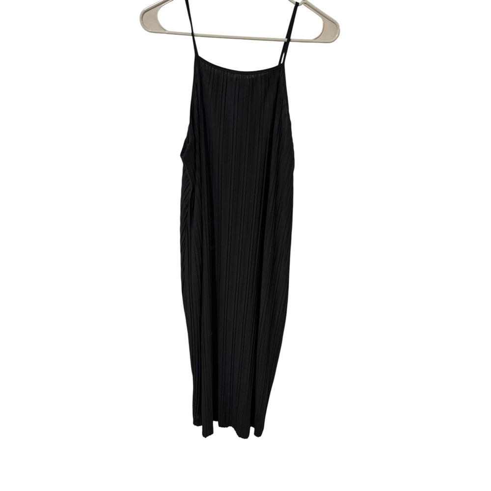 A‎ New Day Black Size Large Pleated Midi Dress Spaghetti Strap
